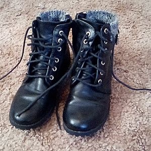 Black lace up ankle boots